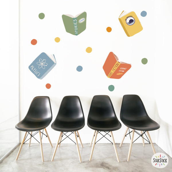 Colourful books - Wall decal to decorate Montessori libraries