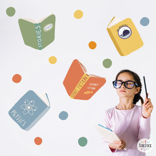 Colourful books - Wall decal to decorate Montessori libraries