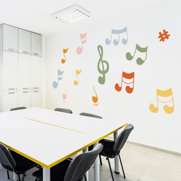 Autocollant avec notes de musique colorées - Décoration pour espaces Montessori