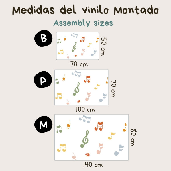 Vinil decoratiu amb notes musicals de colors - Decoració d'ambients Montessori