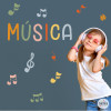 Sticker with the word Music + musical notes