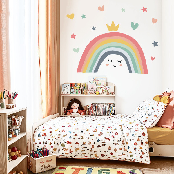 Arcoiris somrient de colors pastís - Decoració infantil amb vinils