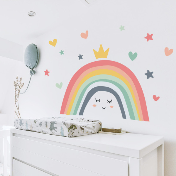 Smiling pastel rainbow - Children's decoration with vinyl decals