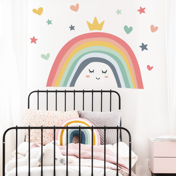 Arcoíris sonriente de colores pastel - Decoración infantil con vinilos