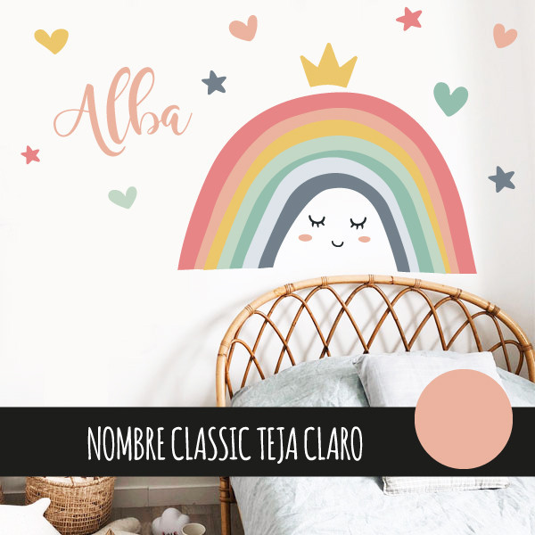 Arcoiris somrient de colors pastís - Decoració infantil amb vinils