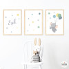 Elefante con globos. Cuadros infantiles. Decoración cuarto del bebé