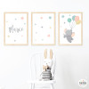 Elefante con globos. Cuadros infantiles. Decoración cuarto del bebé