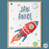 Decorative children's print - rocket in space. Decorate children's bedrooms