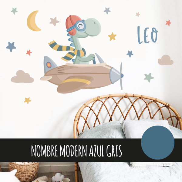 Chambres d’enfants - Sticker décoratif Avion avec dinosaure