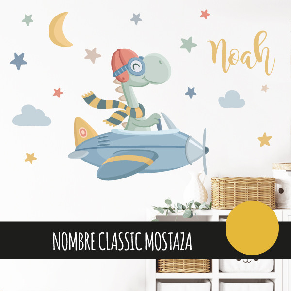 Kids' rooms - Decorative sticker Airplane with dinosaur