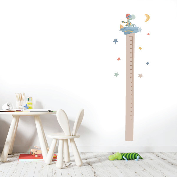Toise pour enfants - Avion avec dinosaure
