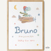 Láminas personalizadas de nacimiento - Avión con dinosaurio