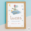 Láminas personalizadas de nacimiento - Avión con dinosaurio