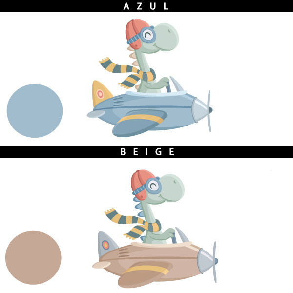 Cuadro personalizado infantil - Avión con dinosaurio