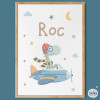 Affiche personnalisée pour bébé – Dinosaure volant en avion | Décoration chambre bébé
