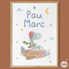 Cuadro personalizado infantil - Avión con dinosaurio