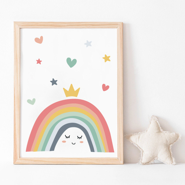 Tableau enfant personnalisé - Arc-en-ciel souriant