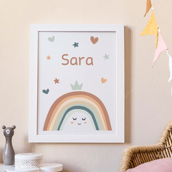 Cuadro infantil personalizado - Arcoíris sonriente Color teja
