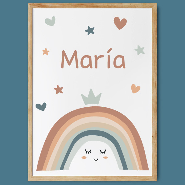 Cuadro infantil personalizado - Arcoíris sonriente Color teja