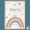 Cuadro infantil personalizado - Arcoíris sonriente Color teja