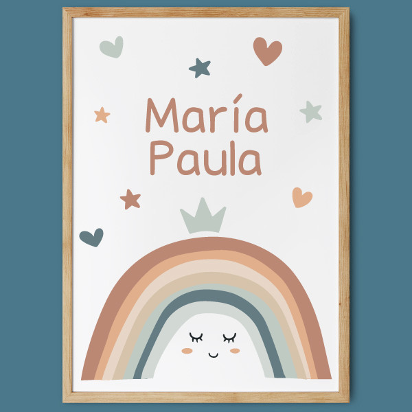 Cuadro infantil personalizado - Arcoíris sonriente Color teja