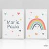 Conjunto de 2 cuadros infantiles personalizados - Arcoíris sonriente