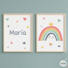 Conjunto de 2 cuadros infantiles personalizados - Arcoíris sonriente