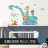 Excavadora con animales - Vinilo para habitaciones de niños