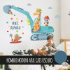 Excavadora con animales - Vinilo para habitaciones de niños