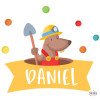 Decoración infantil - Vinilos con nombre - Excavadora con animales