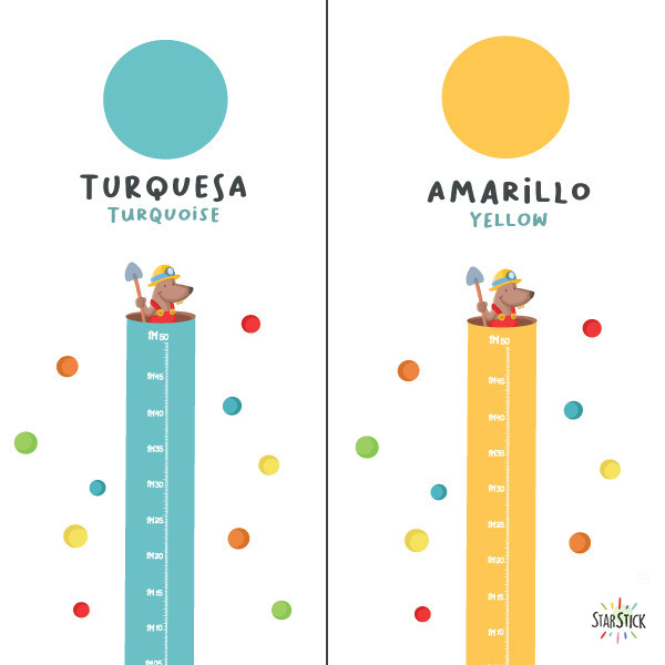 Children's height chart - Excavator with animals