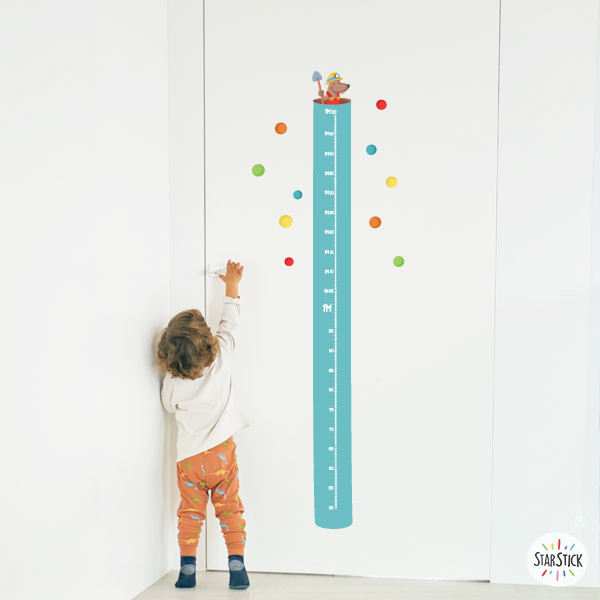 Children's height chart - Excavator with animals