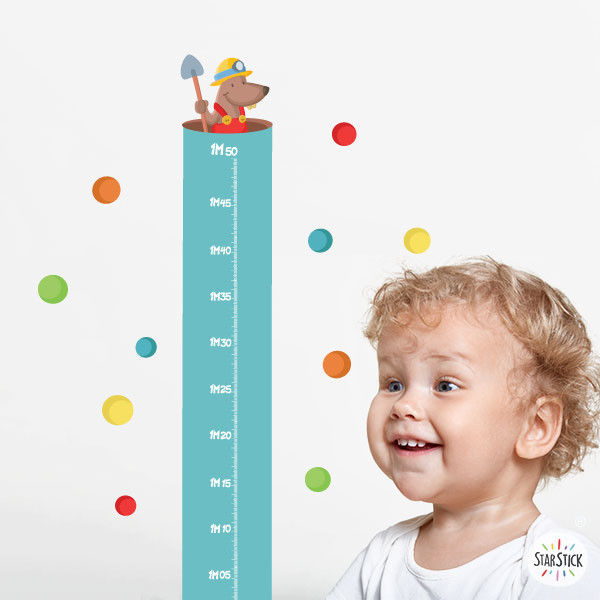 Children's height chart - Excavator with animals