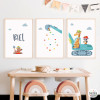 3 quadres infantils personalitzables - Excavadora amb animals
