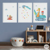 3 quadres infantils personalitzables - Excavadora amb animals