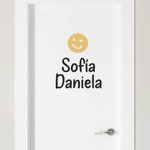 Smiley Faces - Name stickers for teen rooms