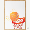 Canasta y balón de baloncesto - Cuadros para decorar habitaciones juveniles