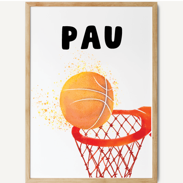 Canasta y balón de baloncesto - Cuadros para decorar habitaciones juveniles