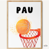 Canasta y balón de baloncesto - Cuadros para decorar habitaciones juveniles