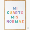 Póster Juvenil - Mi Cuarto, Mis Normas – Decoración para habitaciones