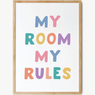 Ma chambre, mes règles - Affiche jeunesse. Décoration pour jeunes