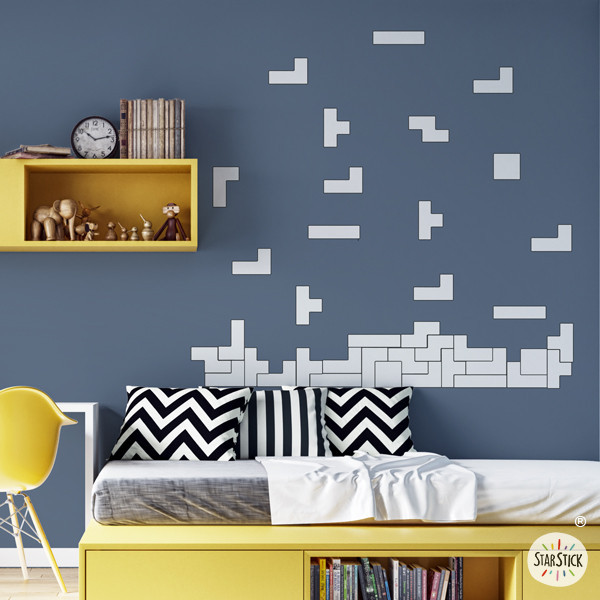 Vinilo decorativo juvenil con piezas de tetris | Ideas decoración cuartos de niños