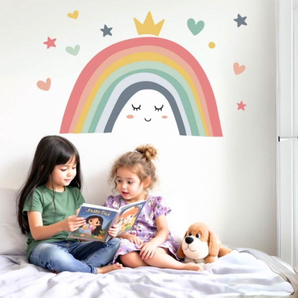 Arcoíris sonriente de colores pastel - Decoración Vinilo infantil