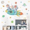 3 Enfants avec fusée - Stickers pour décorer les chambres de fratrie