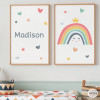2 cuadros infantiles personalizados - Arcoíris sonriente