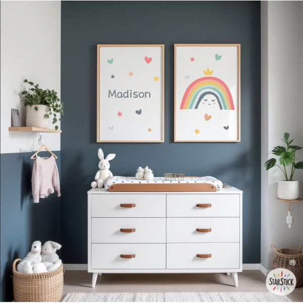 2 Personalized Nursery Prints – Smiling Rainbow | Kids’ Room Decor