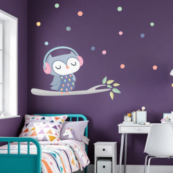 Vinilos para niñas y niños  - Búho con confeti - Vinilo decorativo