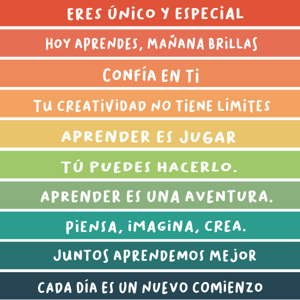 School stair decoration - Stickers with Montessori phrases