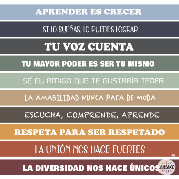 Decoració d’escales escolars. Vinils amb frases de cohesió escolar