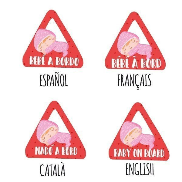 Bébé à bord. Autocollants personnalisables pour voiture. Rose